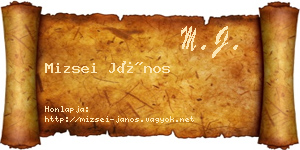 Mizsei János névjegykártya